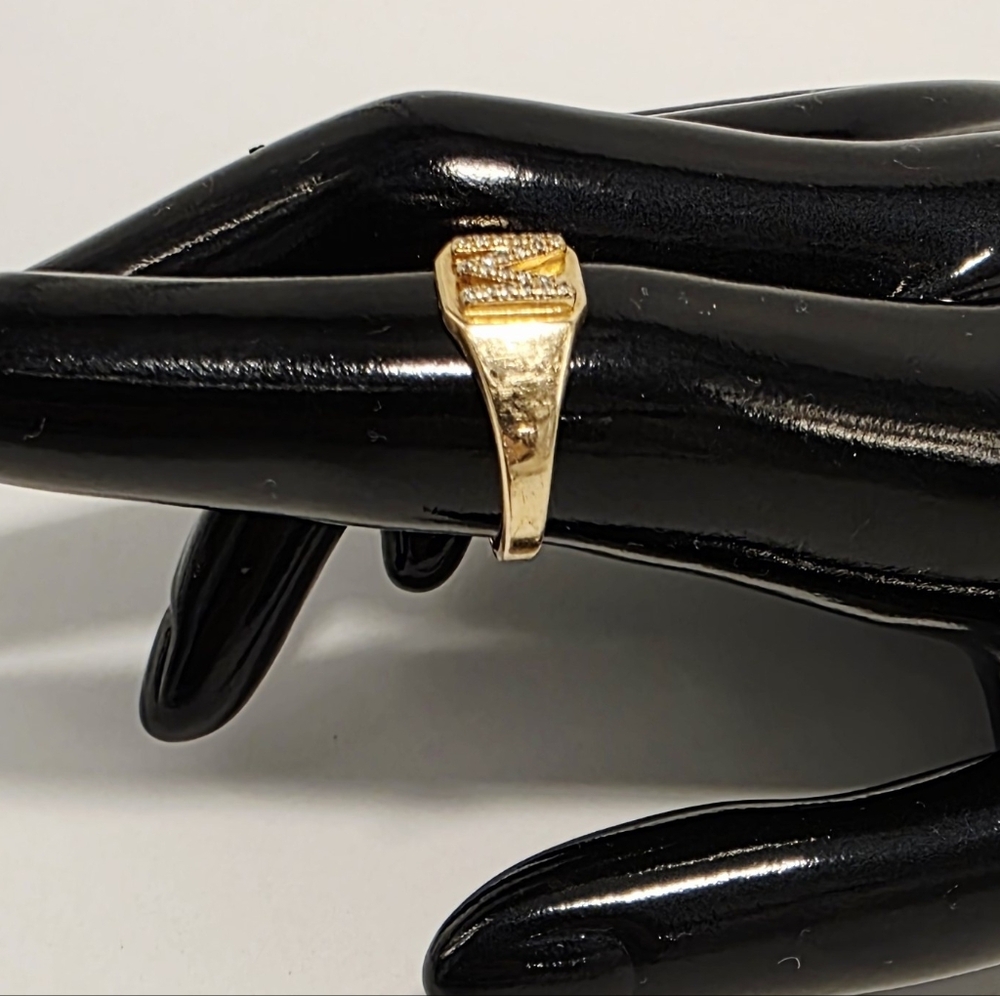 14k Solid Gold Square Initial Ring With Diamond L… - image 3